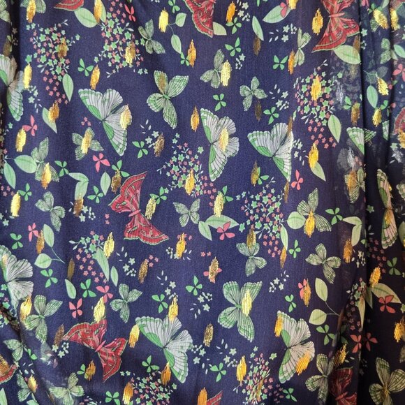 Tularosa Jaelyn Mini Dress Navy Butterfly Print Semi Sheer Flowy Boho Large NWT - Picture 8 of 16